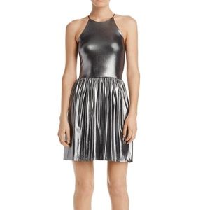 AQUA Metallic Fit and Flare Mini Dress